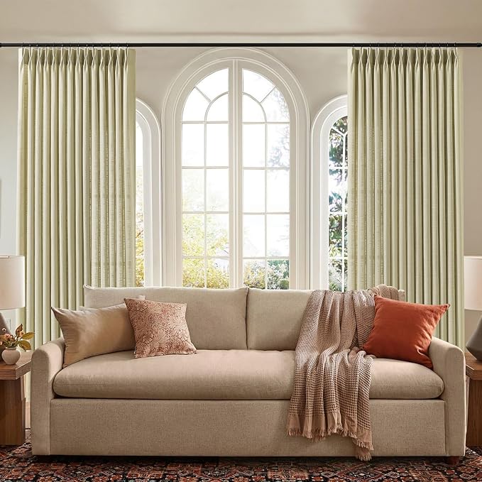 IVAPUPU Grey Beige Pinch Pleated Curtains 90 Inch Length - Image 8