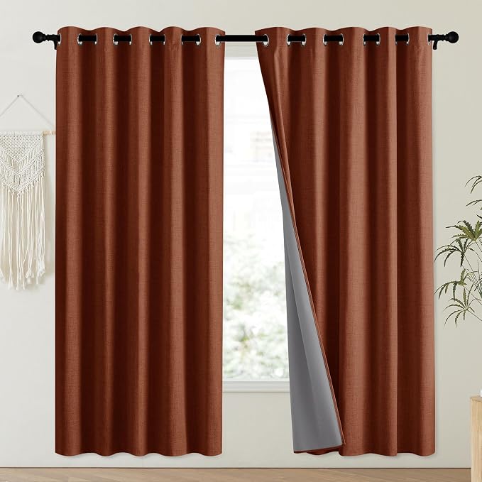 NICETOWN 100% Absolutely Blackout Linen Curtains - Image 2