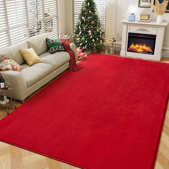 Amearea Large Modern Area Rugs for Bedroom Living Room, 6x9 Feet Red Thickened - Image 5