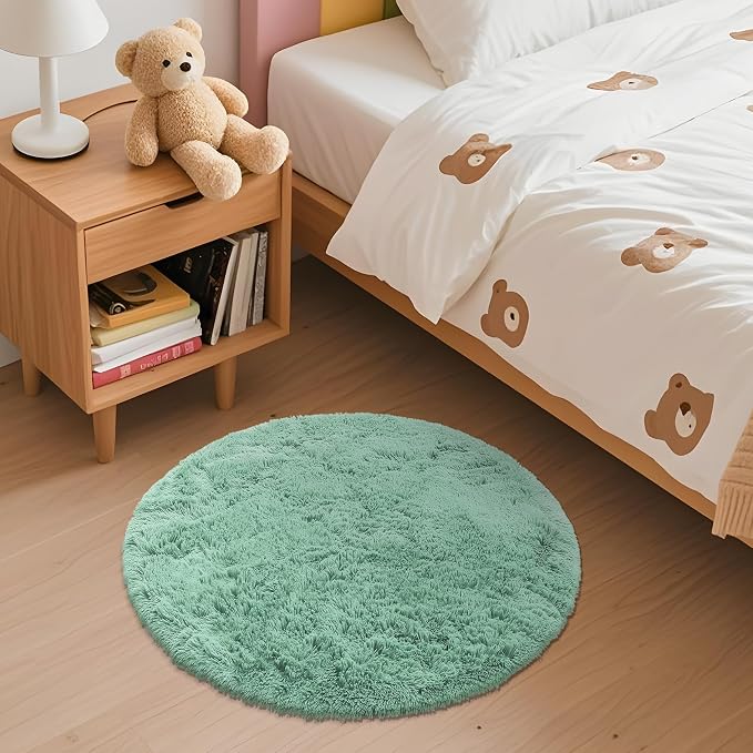 OLANLY Mint Green Round Rugs for Bedroom - Image 3
