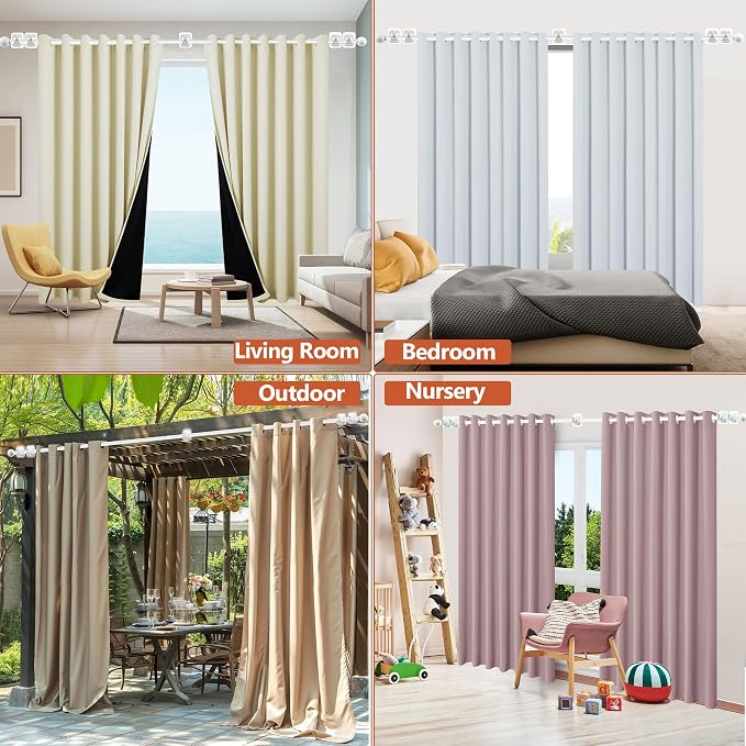 Curtain Rods No Drilling for Windows, 5/8 Inch Diameter Drapey Pole - Image 3