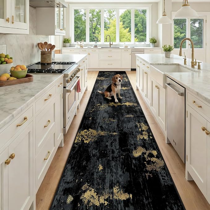 Washable Area Rugs 2'6'' x14 Non-Slip Modern Abstract Soft by RELEANY