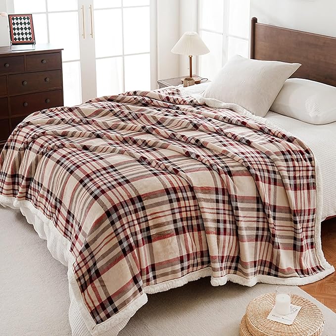 PU MEI Sherpa Fleece Throw Blanket 60" x 80" Reversible Plush Fluffy Large Big - Image 2