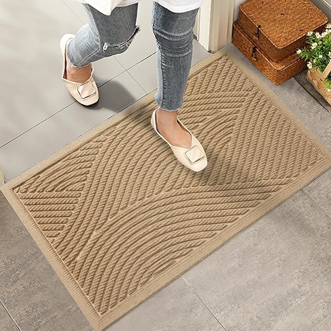 HIYARD Sturdy Front Door Mat, Absorbent Muddy Dirt Resist Welcome Door Mats by HIYARD