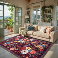 Area Rug 4x6 Rug Washable Boho Rugs Non Slip Low Pile Floral Small Carpet by WelcometoBabovid