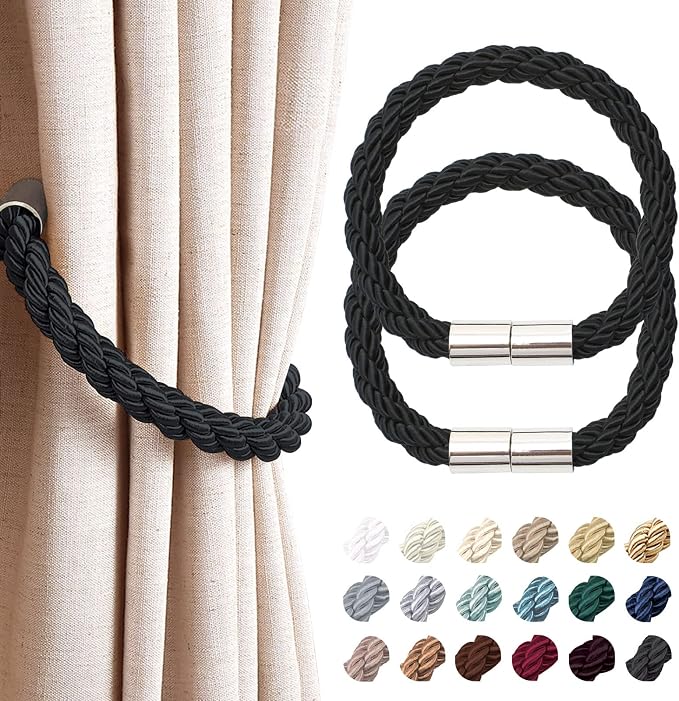 NICEEC 2 Pack Strong Magnetic Curtain Tiebacks Modern Simple Style Drape Tie by NICEEC