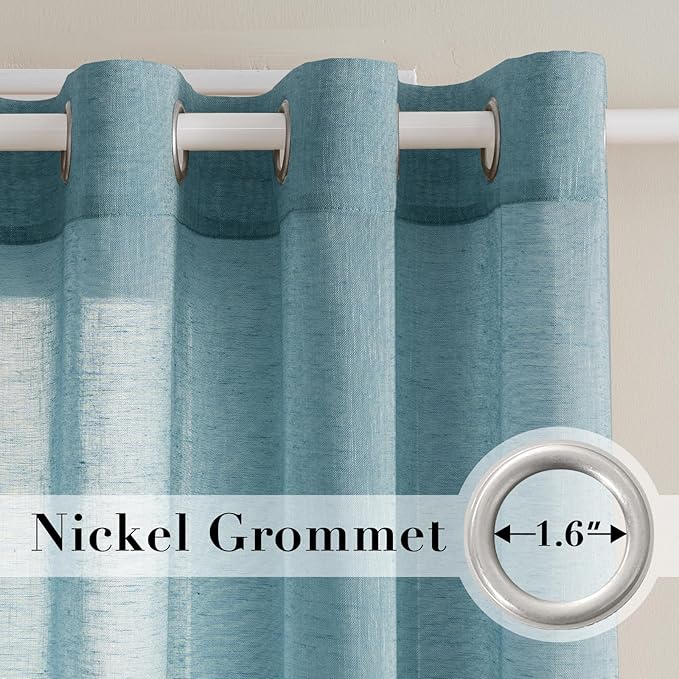 H.VERSAILTEX Linen Curtains Nickel Grommet Natural Linen Semi-Sheer Curtains 2 - Image 2