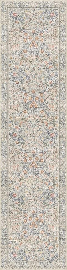 Hazo Haus Washable Beige Blue 2x10 Runner Rug - Image 2