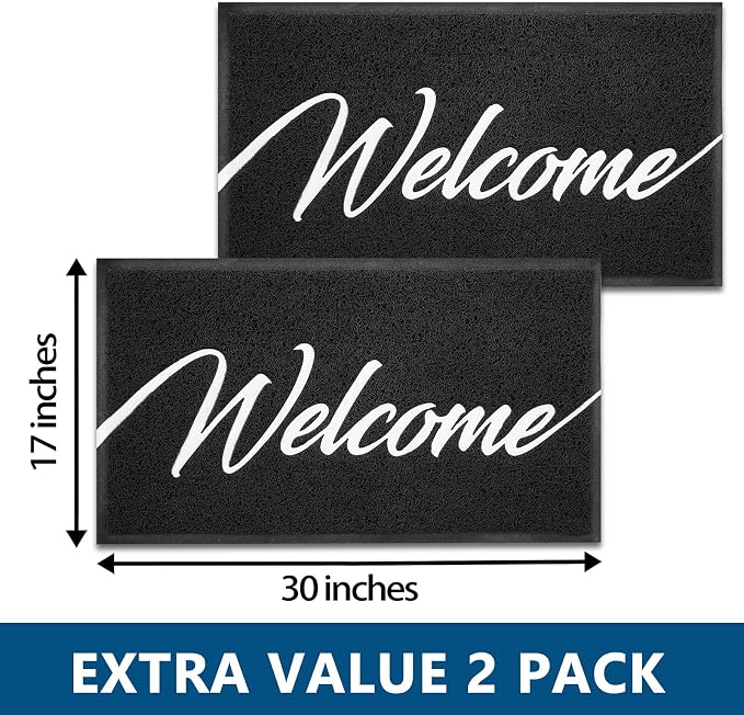 EARTHALL Door Mat 2-Pack Outside Inside Welcome Doormat 30"x17.5" Durable Floor - Image 3