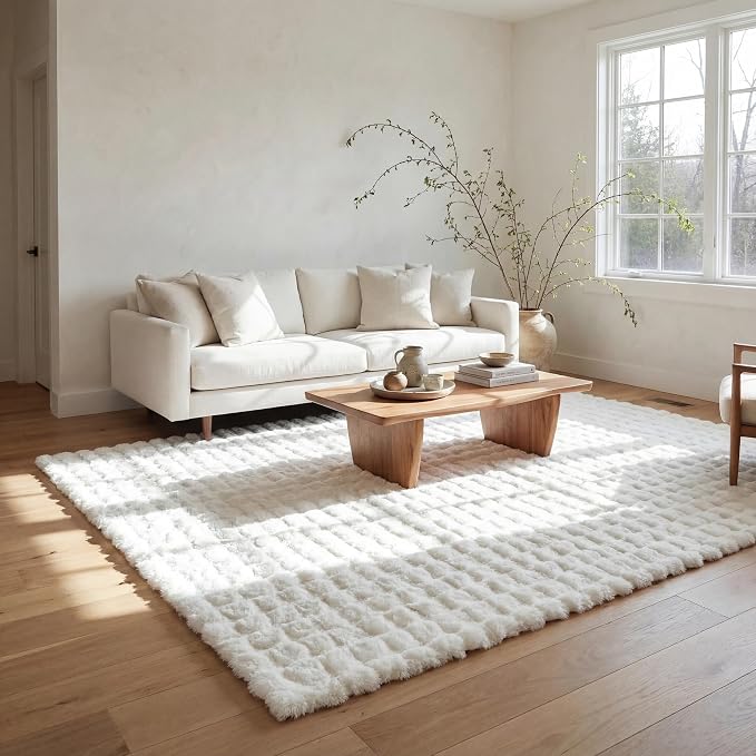 nuLOOM Jeni Off-White, Solid Faux Rabbit, Fluffy and Cozy, High Traffic by nuLOOM