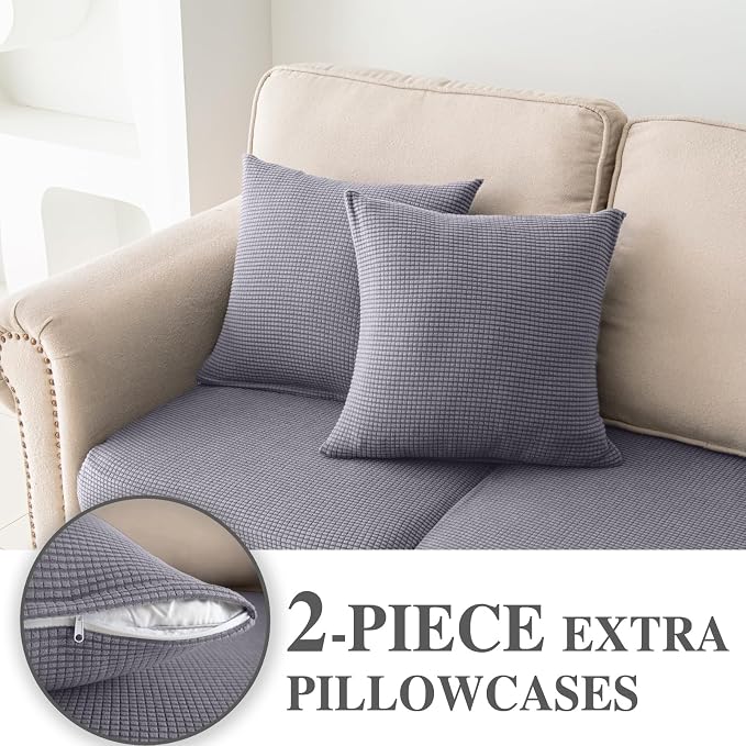 Couch Cushion Covers for Sectional Sofa L Shape Washable Separate Seat Chaise - Image 3