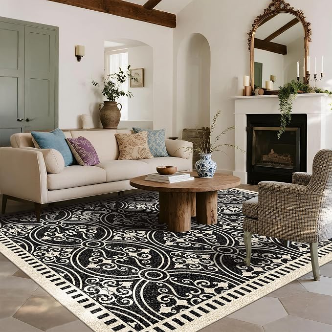 Latte&Fog 5x7 Area Rugs for Living Room Bedroom, Vintage Washable Rug, Boho Non - Image 3