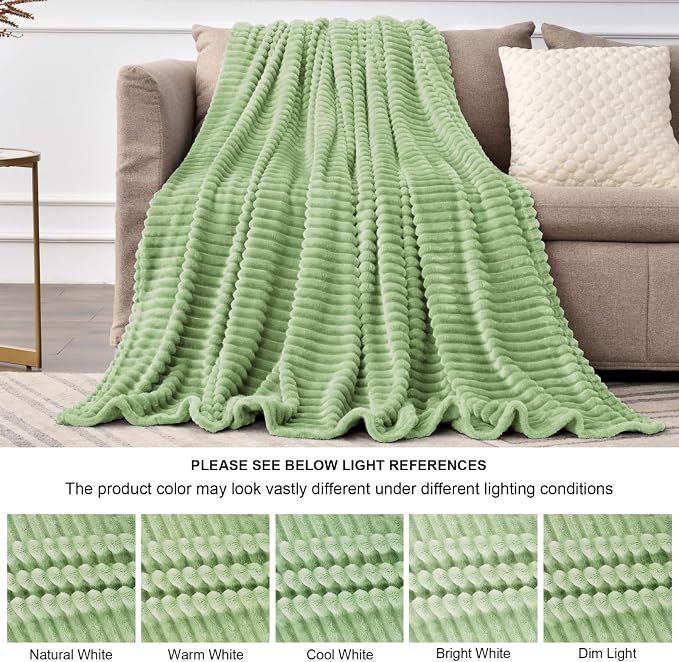 BEDELITE Fleece Throw Blanket for Couch – 3D Ribbed Jacquard Soft and Warm - Image 6