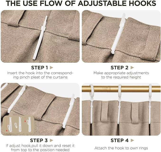 Joydeco Thick Linen Pinch Pleated Curtains 90 Inch Long 2 Panel Set - Image 8