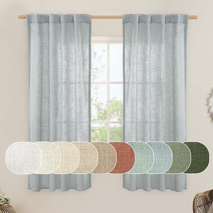 LAMIT Sheer Linen Curtains 63 inches Long by LAMIT