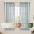 LAMIT Greyish Blue Linen Curtains 63 Inches Long, Semi Sheer Light Filtering by LAMIT