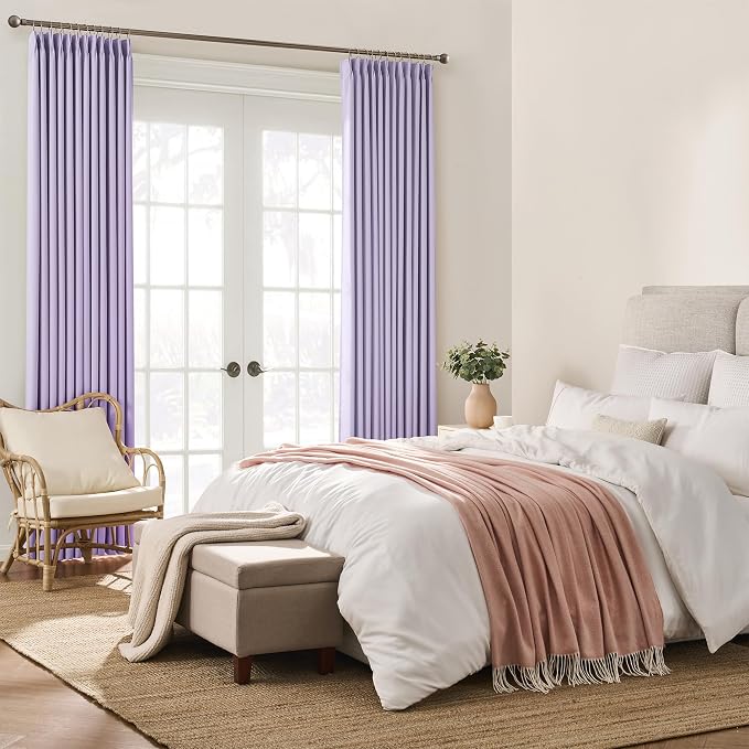 Pinch Pleated Lavender Blackout Curtains 63 Inches Long, Sound & Light Reducing - Image 4