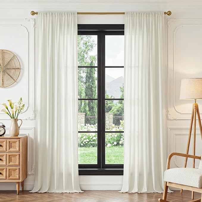 FMFUNCTEX Sheer Non-See-Through Netural Beige Curtains - Image 2