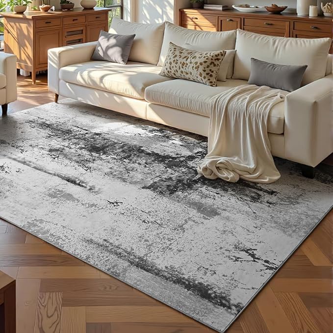 Ompaa Living Room Rug 5x8 Ink Black Area Rug Machine Washable Boho Rug Non Slip - Image 2