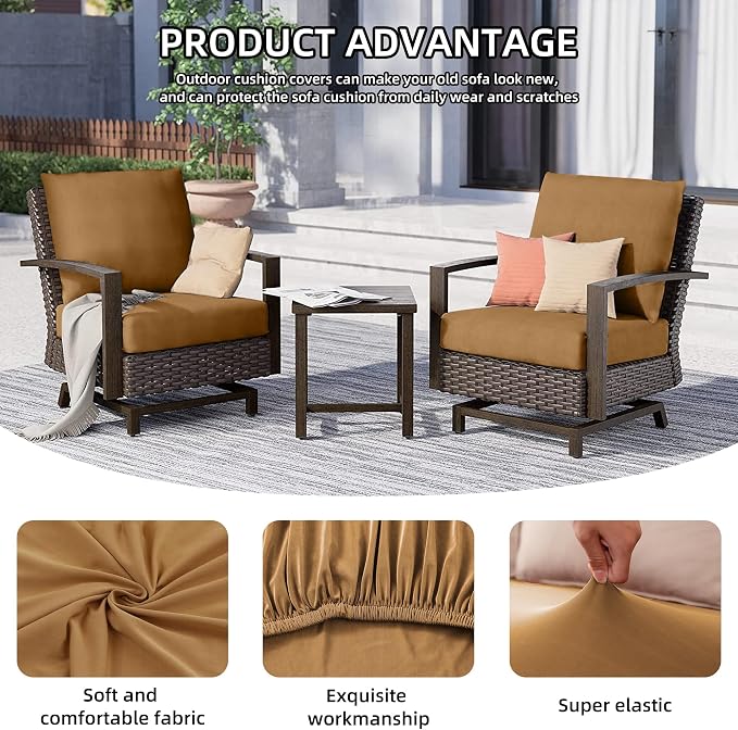 8Pcs Outdoor Cushion Covers, Patio Cushion Covers, Stretch Elastic Slipcovers - Image 3