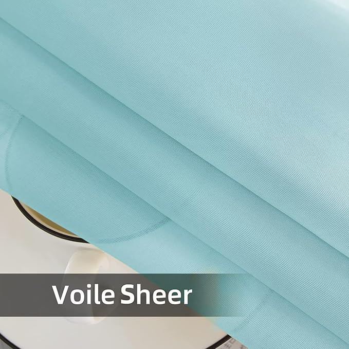 youleyar Solid Sheer Rod Pocket Curtain Voile Draperies 2 Panels White Beige - Image 5