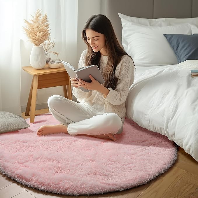 ONASAR Light Pink Round Area Rugs 4ft - Image 5