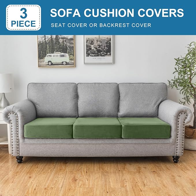 Couch Cover Stretch Velvet Sofa Cushion Cover 3-Piece - Image 3