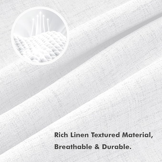 MIULEE 100% Blackout Linen Curtains 42 x 63 Inch Bright White 2 Panels | - Image 3