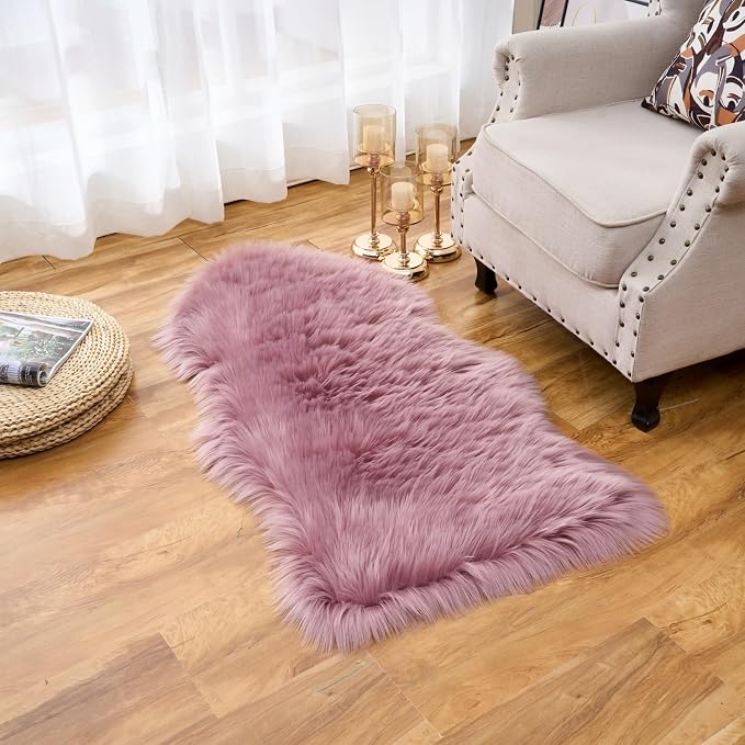 EasyJoy Ultra Soft Fluffy Shaggy Area Rug Faux Fur Rug Chair Cover Seat Pad - Image 3