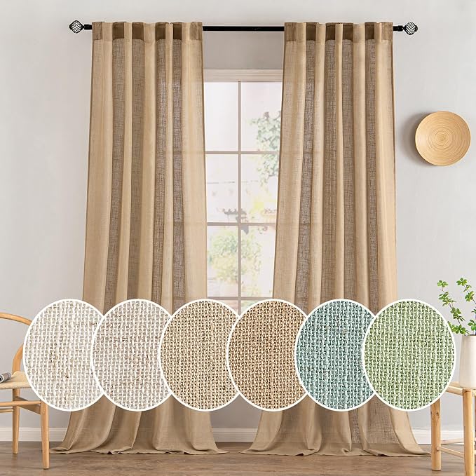 MIULEE Brown Linen Curtains 108 Inches Long by MIULEE