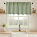 OVZME Green Valance for Windows, Light Filtering Faux Linen Textured Small Cafe by OVZME