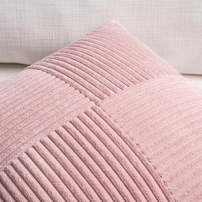 Fancy Homi 2 Packs Blush Pink Lumbar Decorative Throw Pillow Covers 16x26 Inch - Image 3