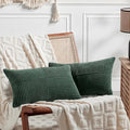 Fancy Homi Set of 2 Dark Green Long Lumbar Decorative Throw Pillow Covers 12x24 by Fancy+Homi