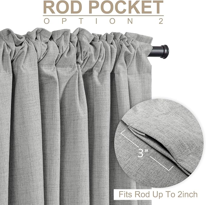100% Blackout Shield Linen Blackout Curtains - Image 4