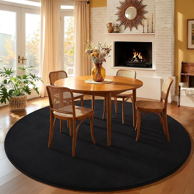 Amearea Black Round Area Rugs 6ft Washable Circle Rugs - Image 8