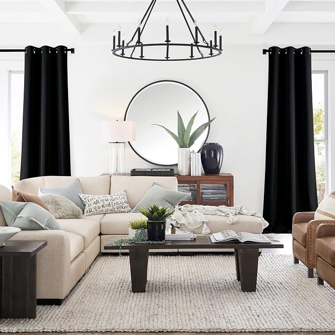 NICETOWN Black Doorway Curtains 80 inch Length 2 Panels Set - Image 2