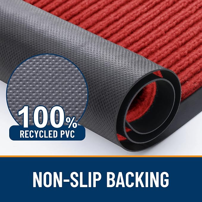 OLANLY 2-Pack Front Door Mats 71x23, Waterproof Heavy-Duty Doormats | Red - Image 3
