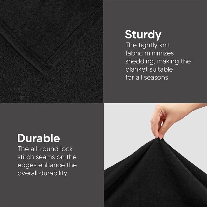 Utopia Bedding Ultra Soft Fleece Bed Blanket Full Size Black | Microfiber Plush - Image 5