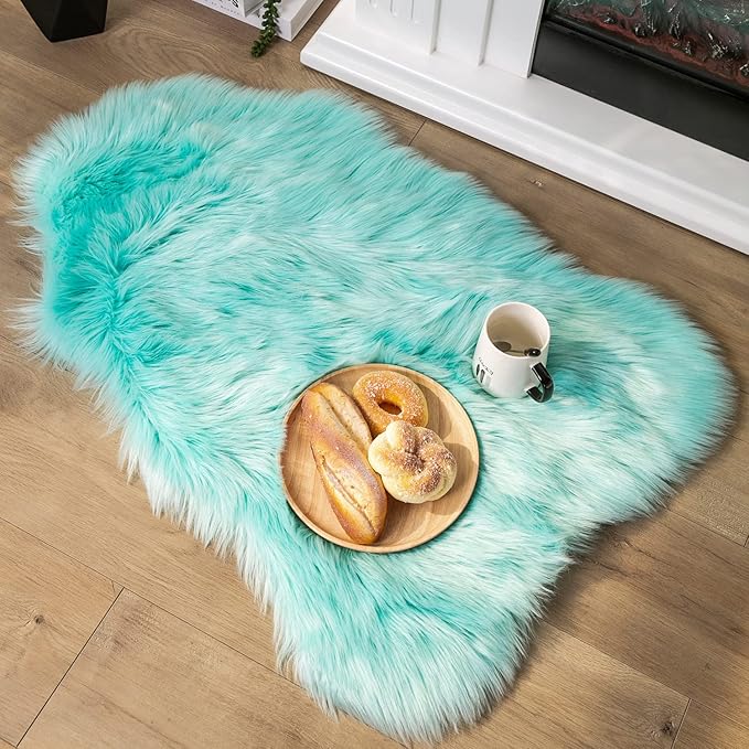 Ashler faux fur rug, Fluffy Shaggy Area Rug Ultra Soft 2 x 3 Feet Sheepskin Fur by AshlerHomeDeco