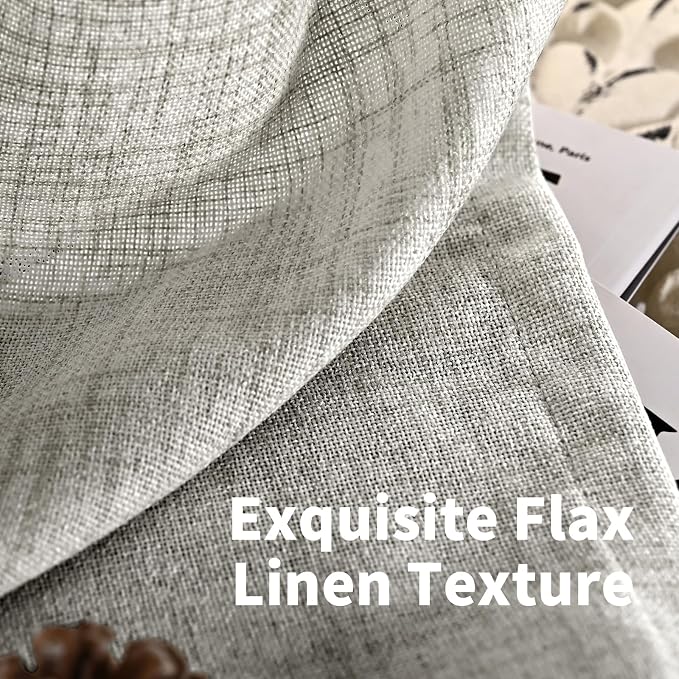 YoungsTex Dark Grey Linen Curtains 48 Inch Length - Image 4