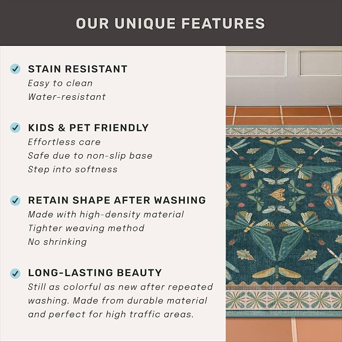Hazo Haus Brown and Green Kitchen Sink Runner Rug 2x5 - Image 7