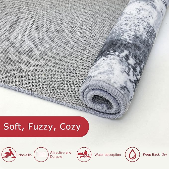 KOZYFLY 2x3 Rug Non-Slip Small Area Rug Abstract Machine Washable Indoor Front - Image 6
