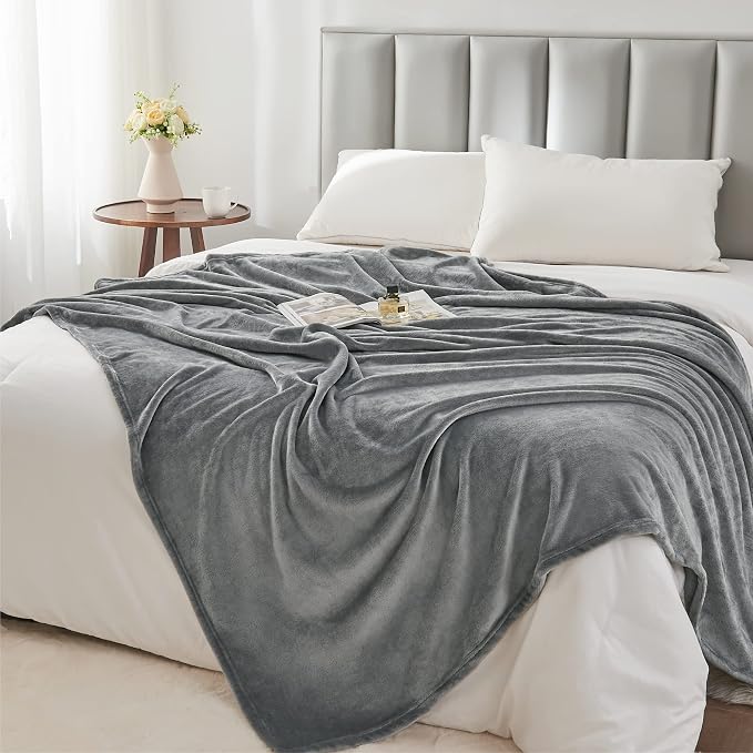 BEDELITE Fleece Blankets Queen Size Grey Throw Blankets - Image 5