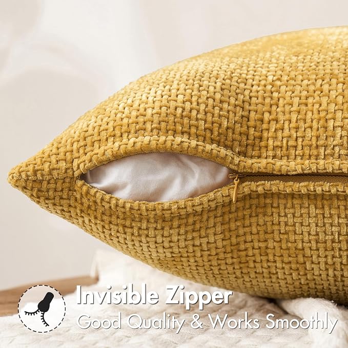 MIULEE Pack of 2 Euro Sham Pillow Covers 24x24 Inch Neutral Gold Modern Boho - Image 6