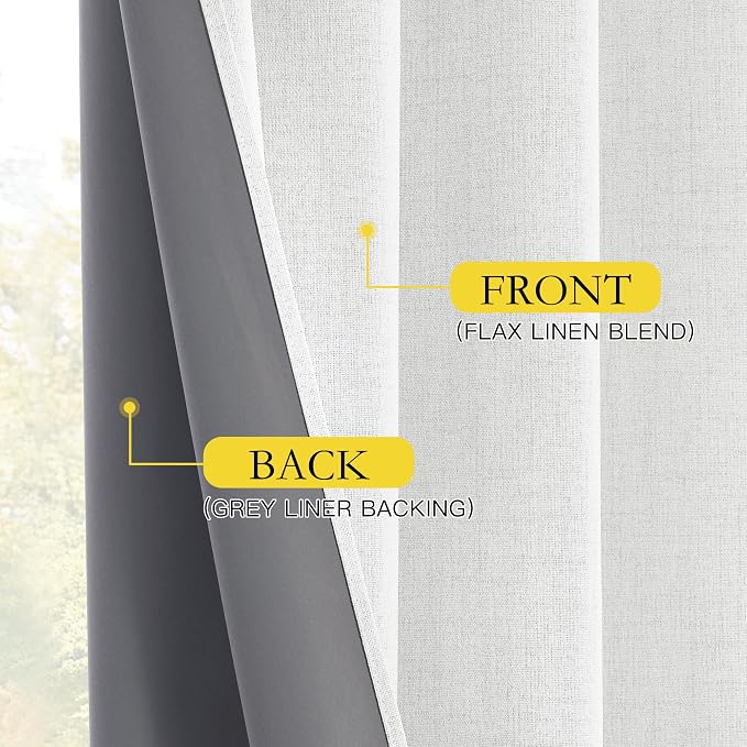 NICETOWN 100% Absolutely Blackout Linen Curtains - Image 6
