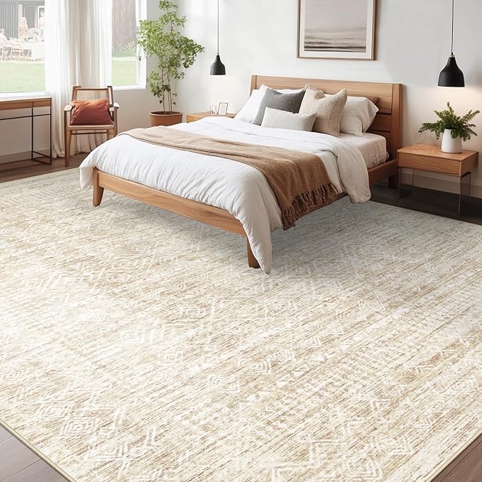 Living Room Rugs 9x12: Washable Moroccan Geometric Boho Rug Farmhouse Non Slip - Image 2