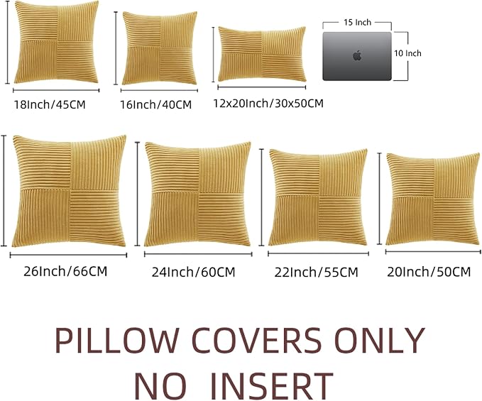 Fancy Homi 2 Packs Mustard Yellow Samll Decorative Throw Pillow Covers 12x12 - Image 6