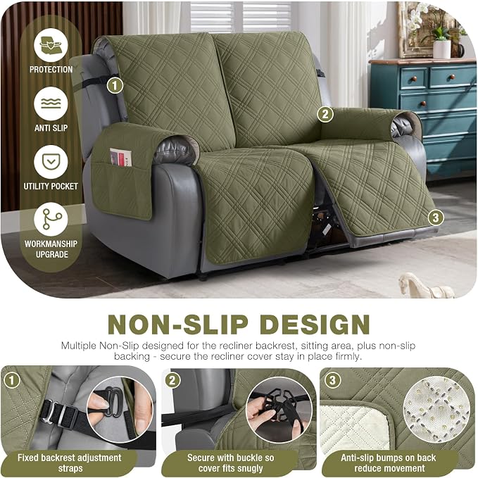TAOCOCO 100% Waterproof Loveseat Recliner Covers 2 Seater, Split Loveseat Covers - Image 5