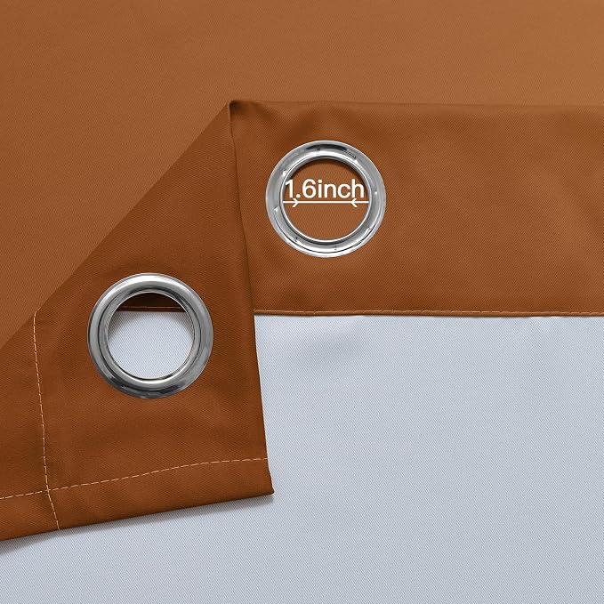 Yakamok Greyish White and Burnt Orange Ombre Curtains, Light Blocking Curtains - Image 5