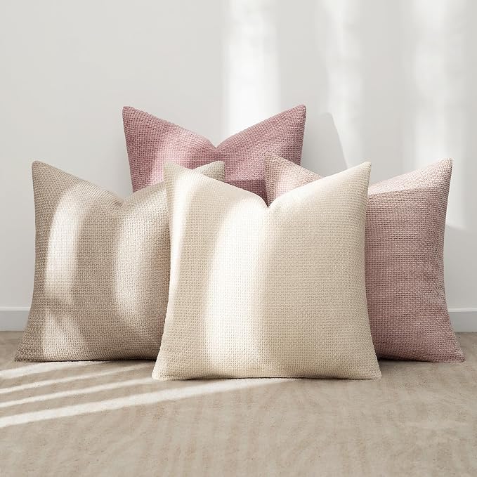 MIULEE Pack of 4 Valentines Couch Throw Pillow Covers 18x18 Inch Neutral Pink - Image 3